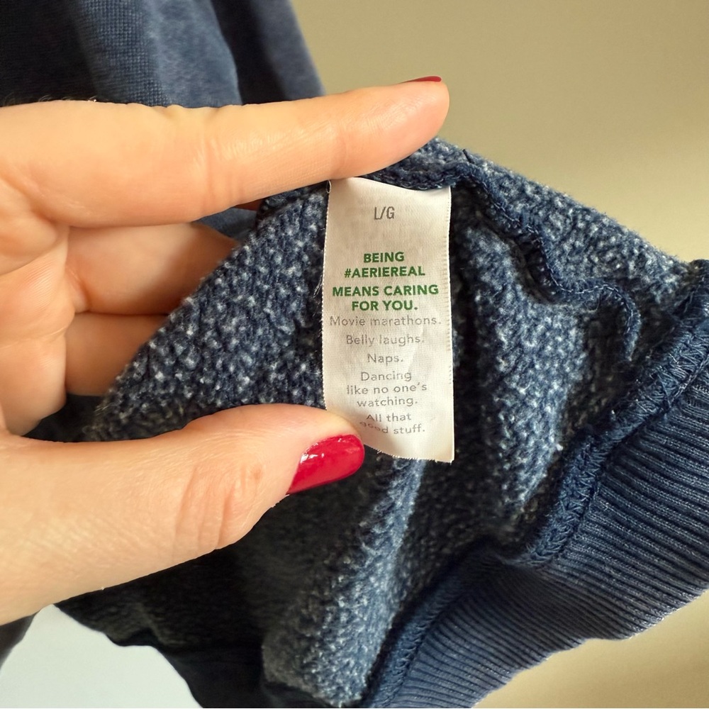 aerie Washed Navy Half-Zip Sweatshirt - Picture 3 of 9